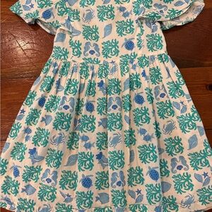 Mini Boden Blue and Green Patterned Kids Dress
